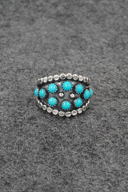 Turquoise & Sterling Silver Ring - Kenny Lonjose - Size 7.5