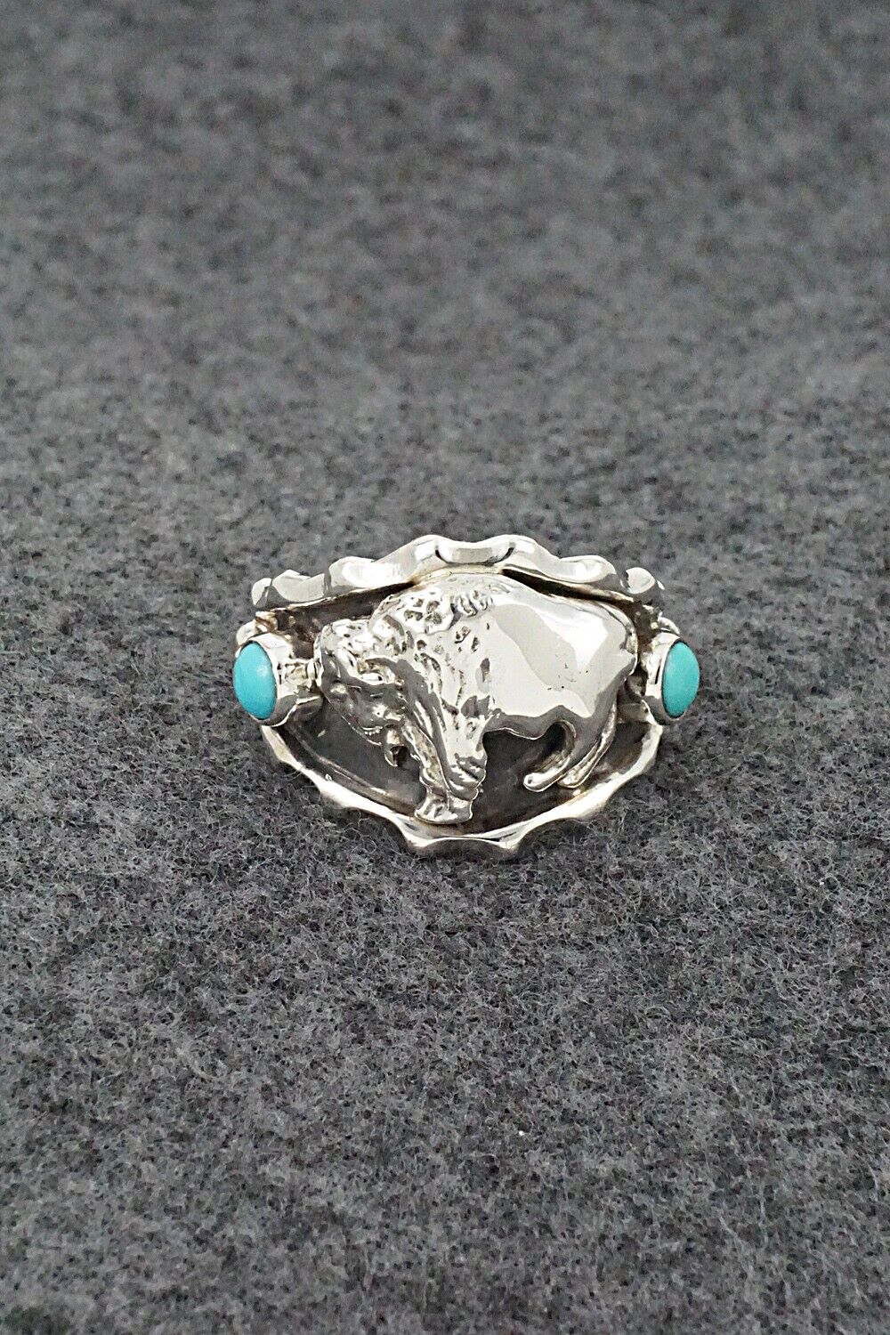 Turquoise & Sterling Silver Ring - Genevieve Francisco - Size 13