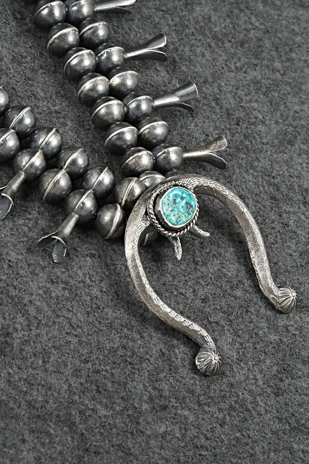 Turquoise & Sterling Silver Squash Blossom Set - Gilbert Martin
