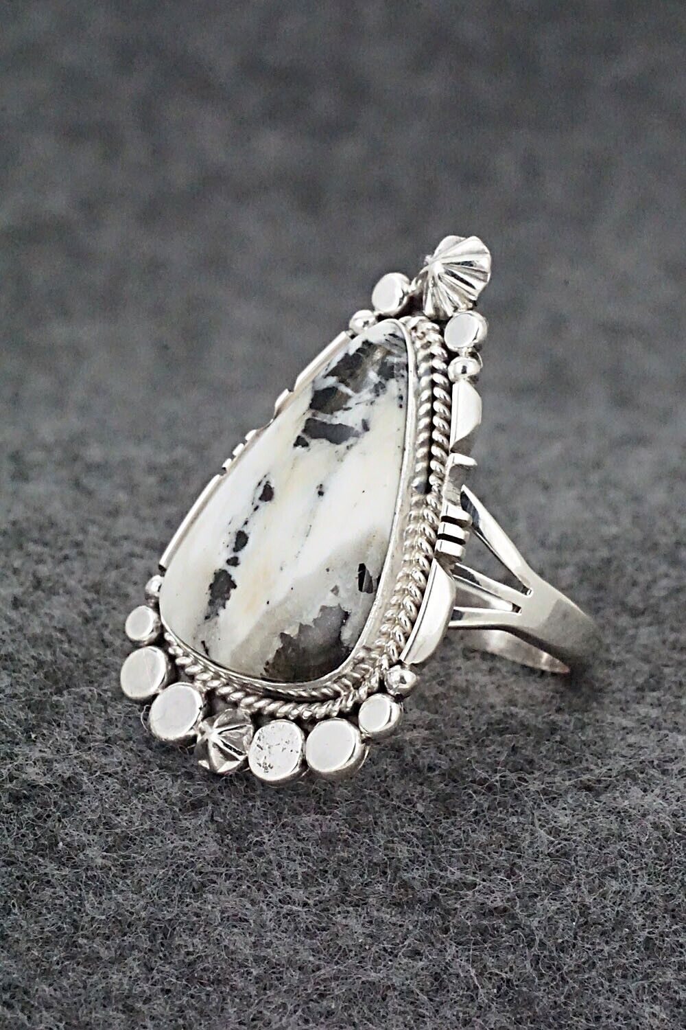 White Buffalo & Sterling Silver Ring - Daniel Benally - Size 10