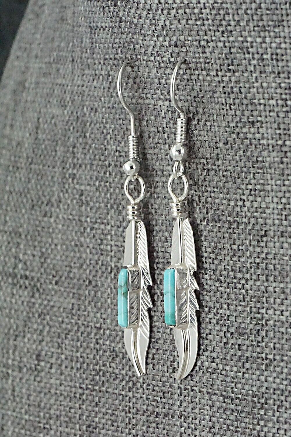 Turquoise & Sterling Silver Inlay Earrings - Allen Barney