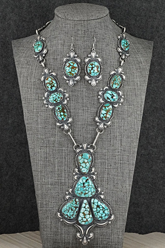 Turquoise & Sterling Silver Necklace and Earrings Set - Derrick Gordon