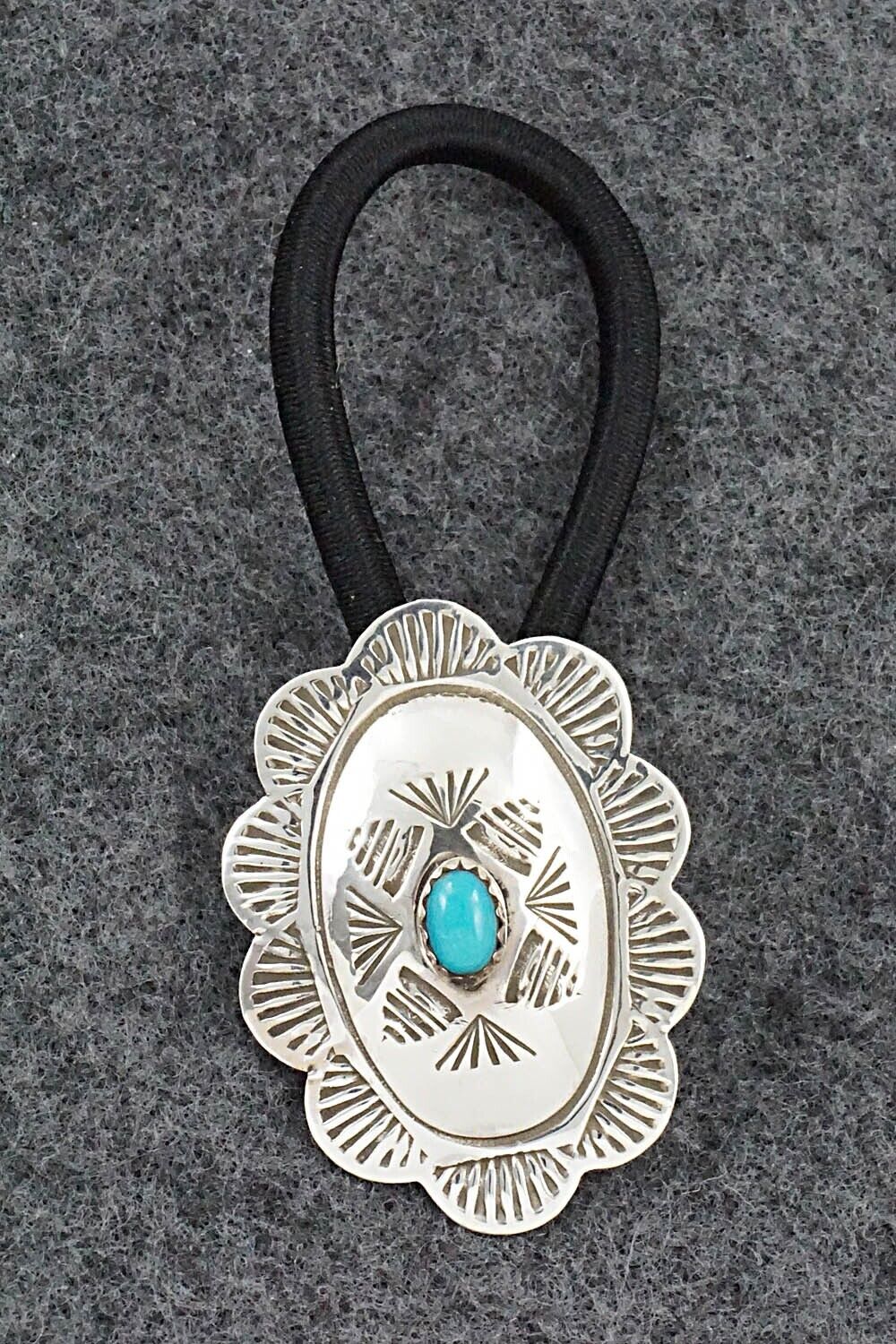 Turquoise & Sterling Silver Hair Tie - Bertha Begay