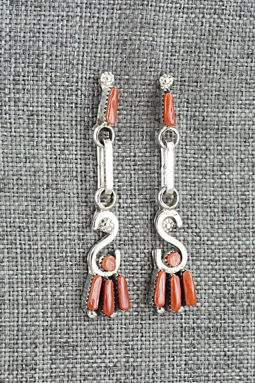 Coral & Sterling Silver Earrings - Carlene Hattie