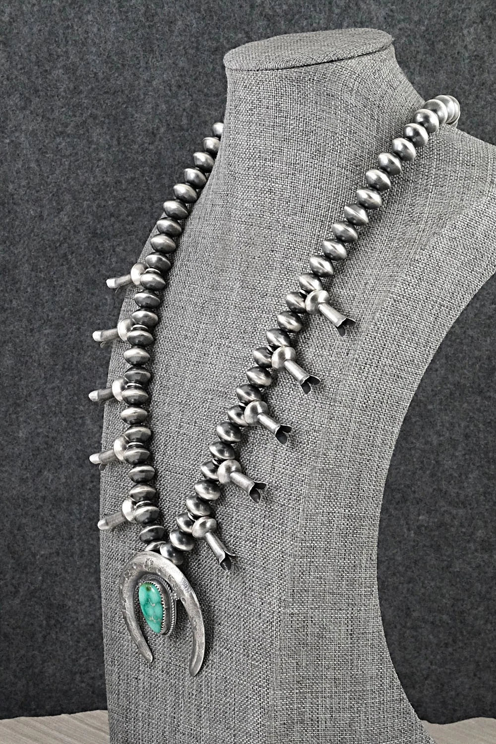 Turquoise & Sterling Silver Squash Blossom Necklace - Presley Haley