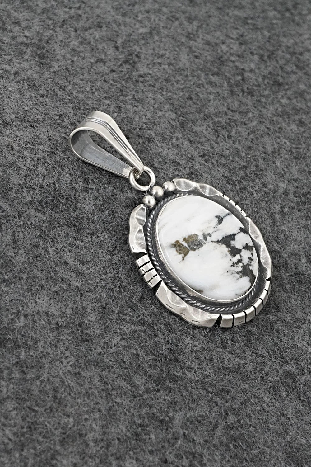 White Buffalo & Sterling Silver Pendant - Samuel Yellowhair