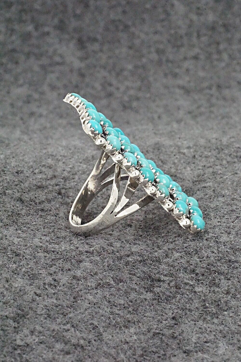 Turquoise & Sterling Silver Ring - Kenny Lonjose - Size 7.5