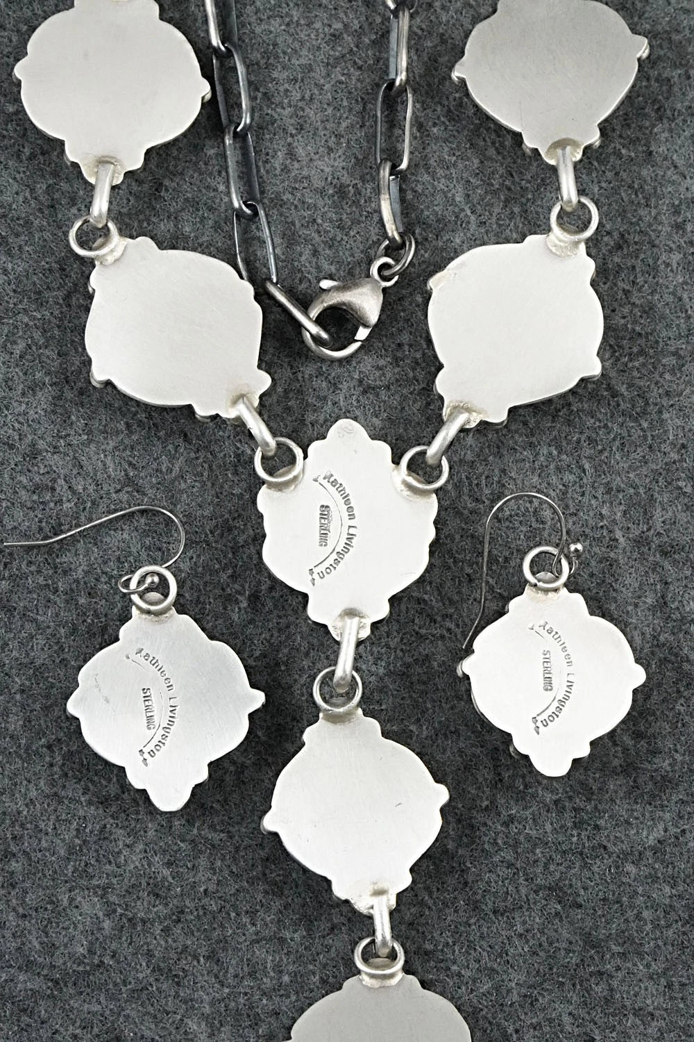 Turquoise & Sterling Silver Necklace and Earrings Set - Kathleen Livingston