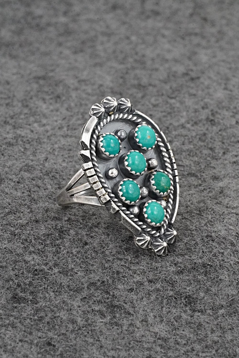 Turquoise & Sterling Silver Ring - Kenny Lonjose - Size 8.5
