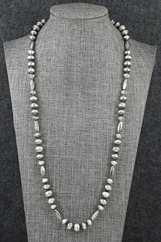 Sterling Silver Navajo Pearl Necklace 24" - Vintage