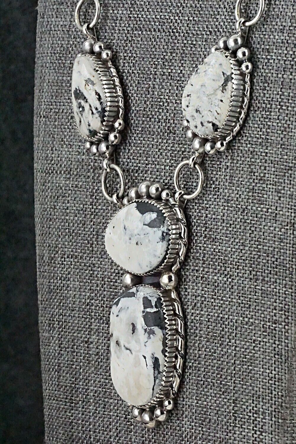 White Buffalo & Sterling Silver Necklace & Earrings Set - Alvin Joe