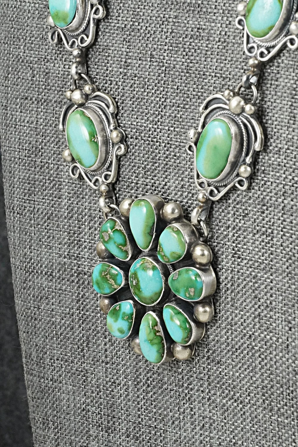 Turquoise & Sterling Silver Necklace and Earrings Set - Kathleen Livingston