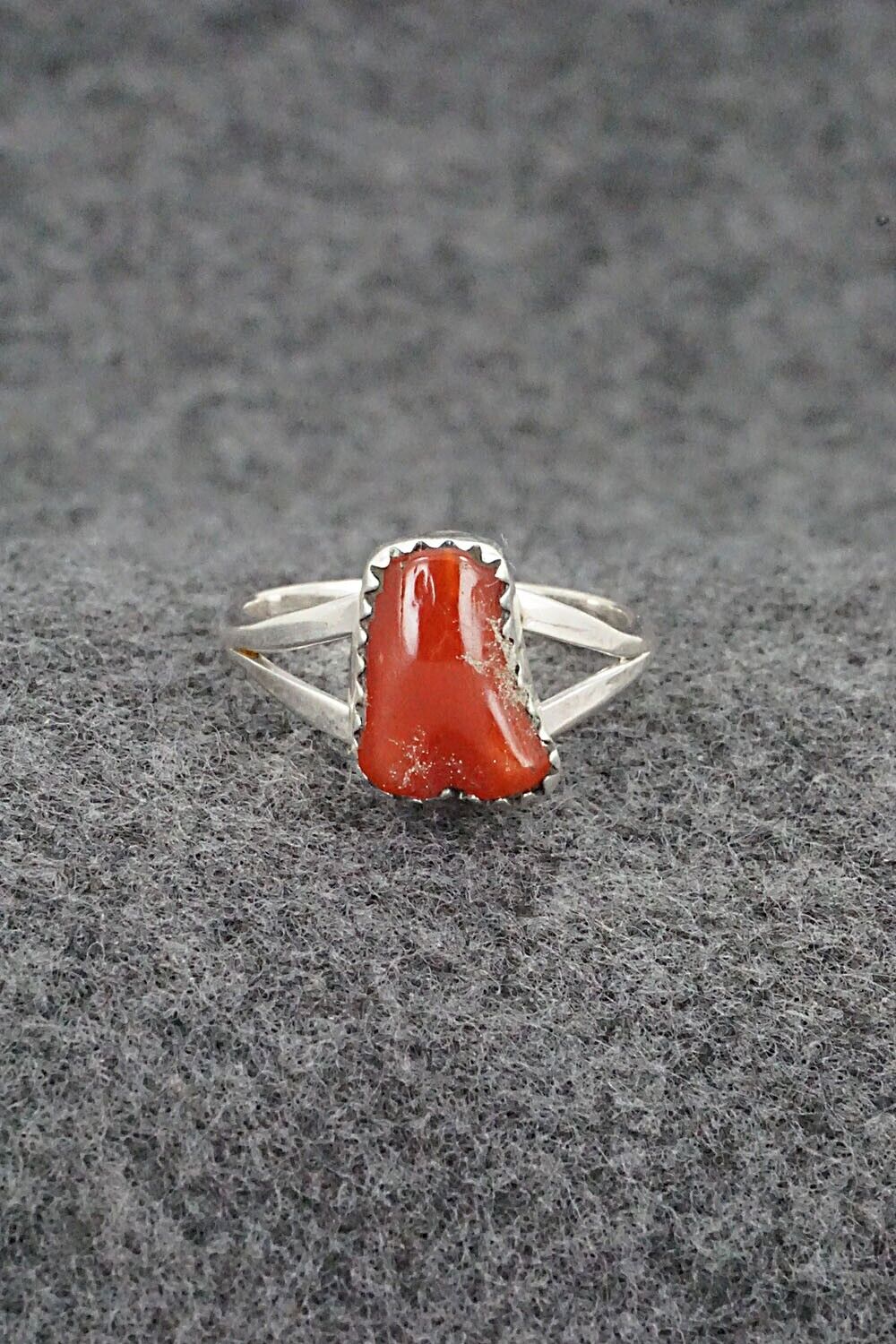 Coral & Sterling Silver Ring - Letricia Largo - Size 7