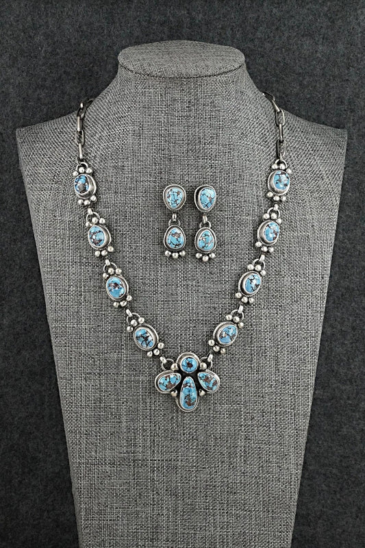 Turquoise & Sterling Silver Necklace and Earrings Set - Kathleen Livingston