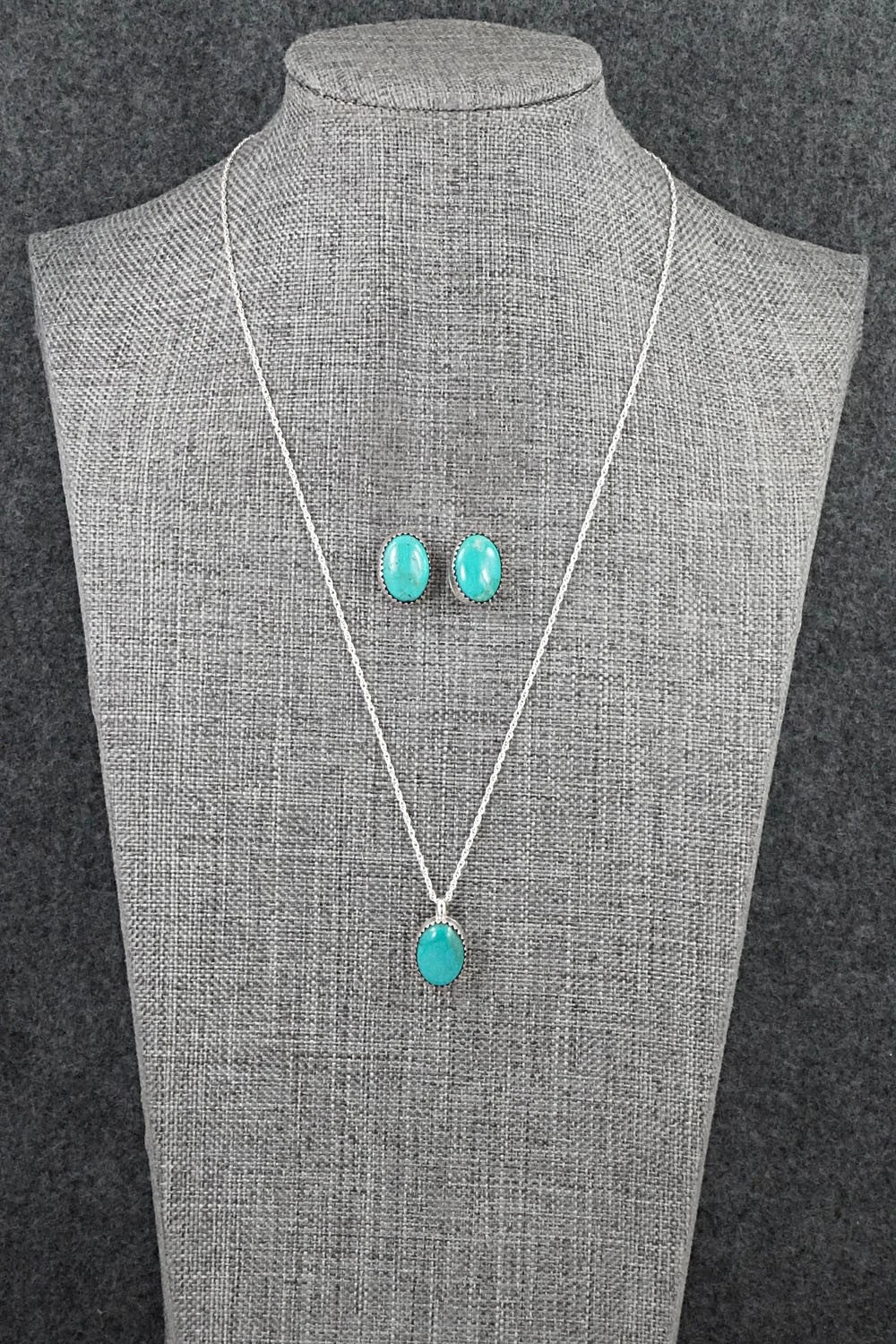 Turquoise & Sterling Silver Necklace Set - Murray Hannaweeka