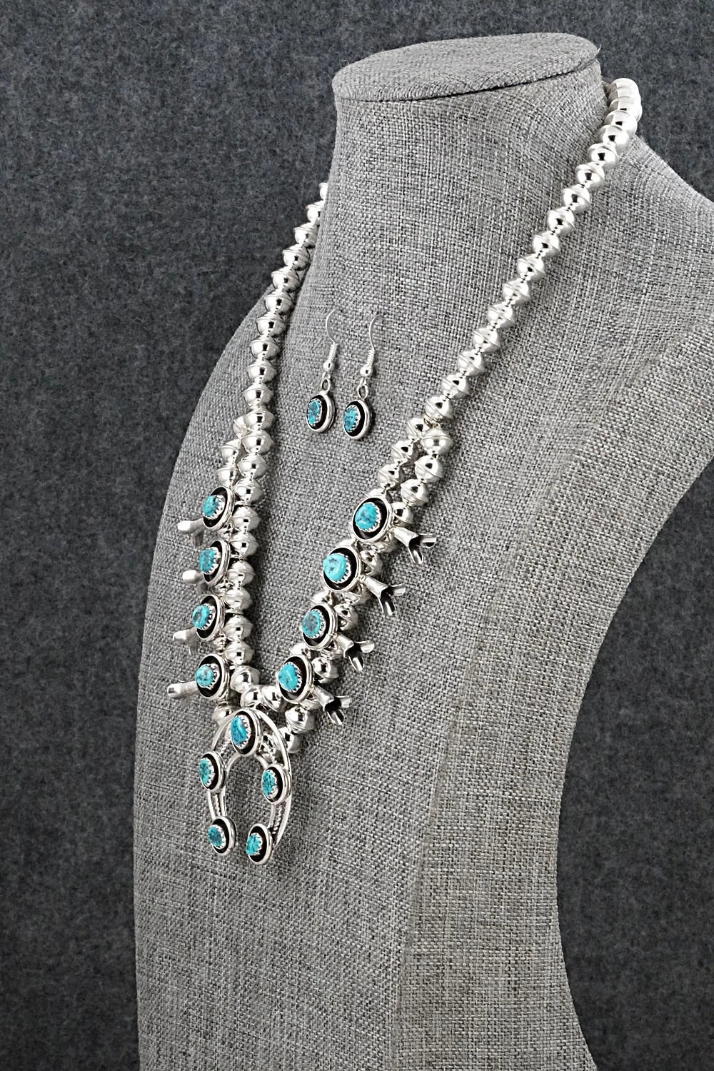 Turquoise & Sterling Silver Squash Blossom Set - Phil Garcia