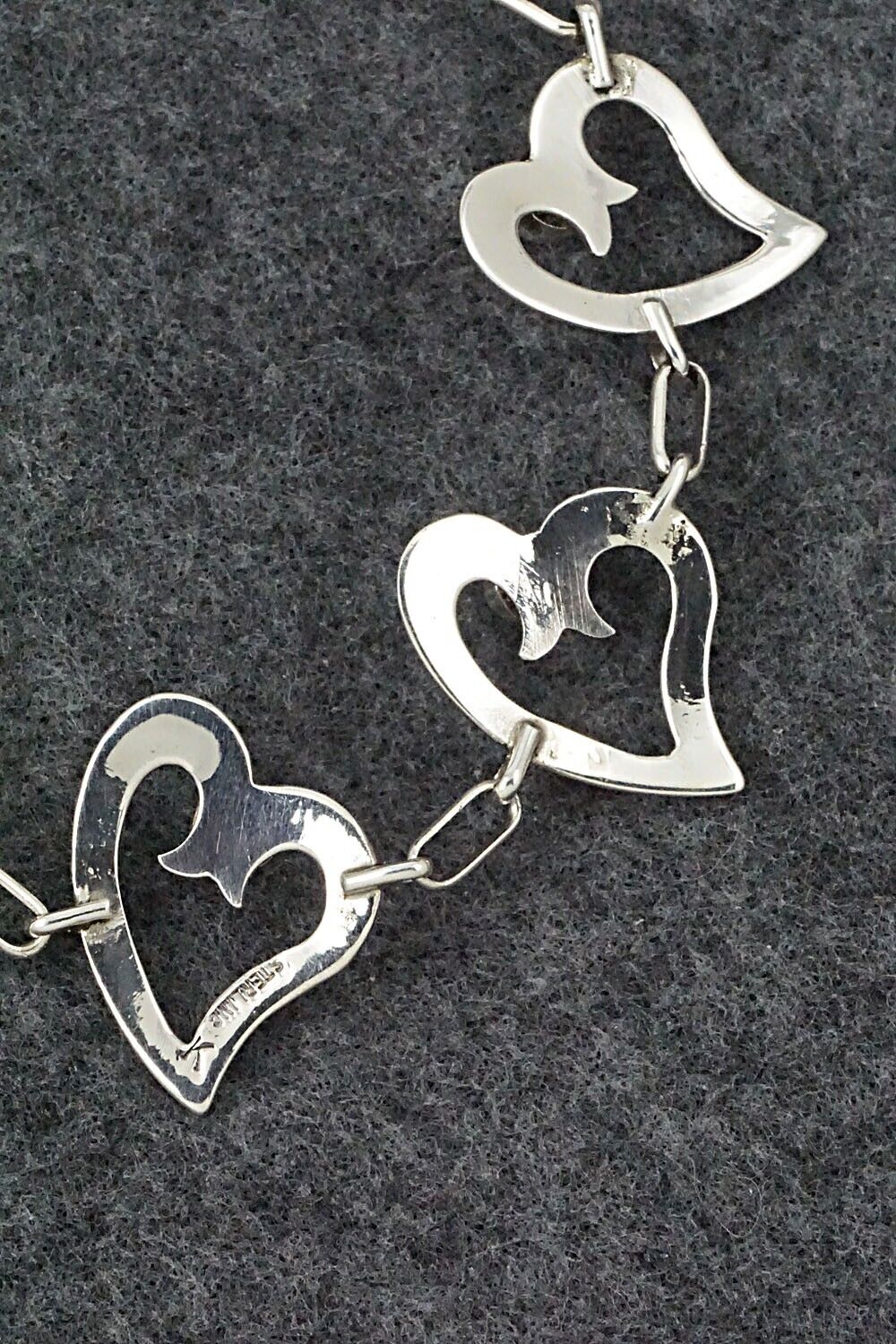 Coral and Sterling Silver Link Bracelet - Mildred Parkhurst
