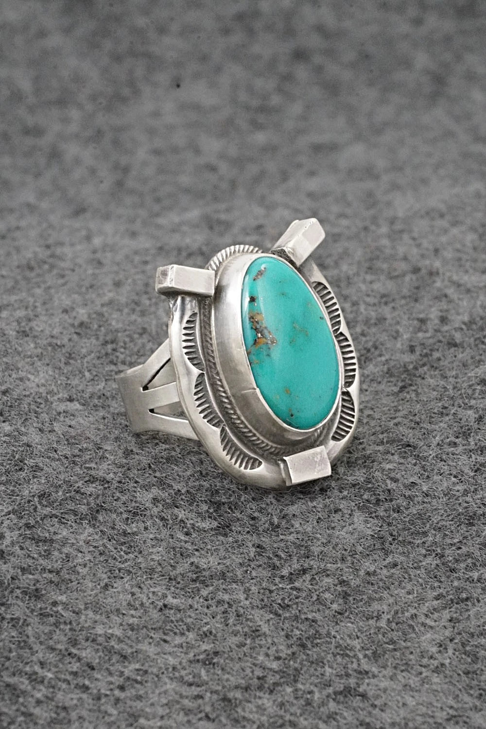 Turquoise & Sterling Silver Ring - Bobby Johnson - Size 6.5