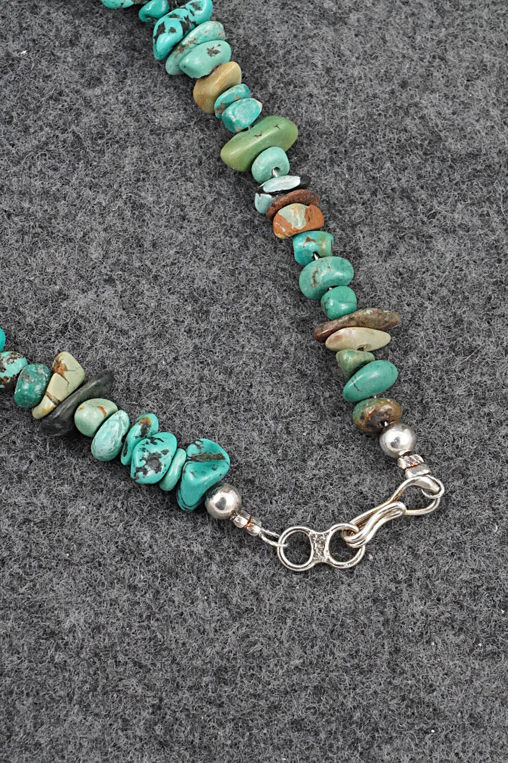 Turquoise & Sterling Silver Necklace 38" - Doreen Jake