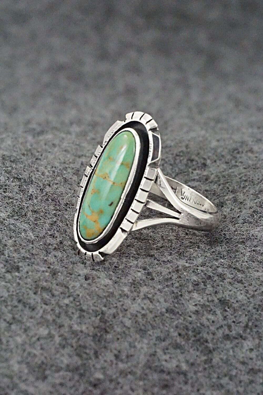 Turquoise & Sterling Silver Ring - Amos Begay - Size 8.25