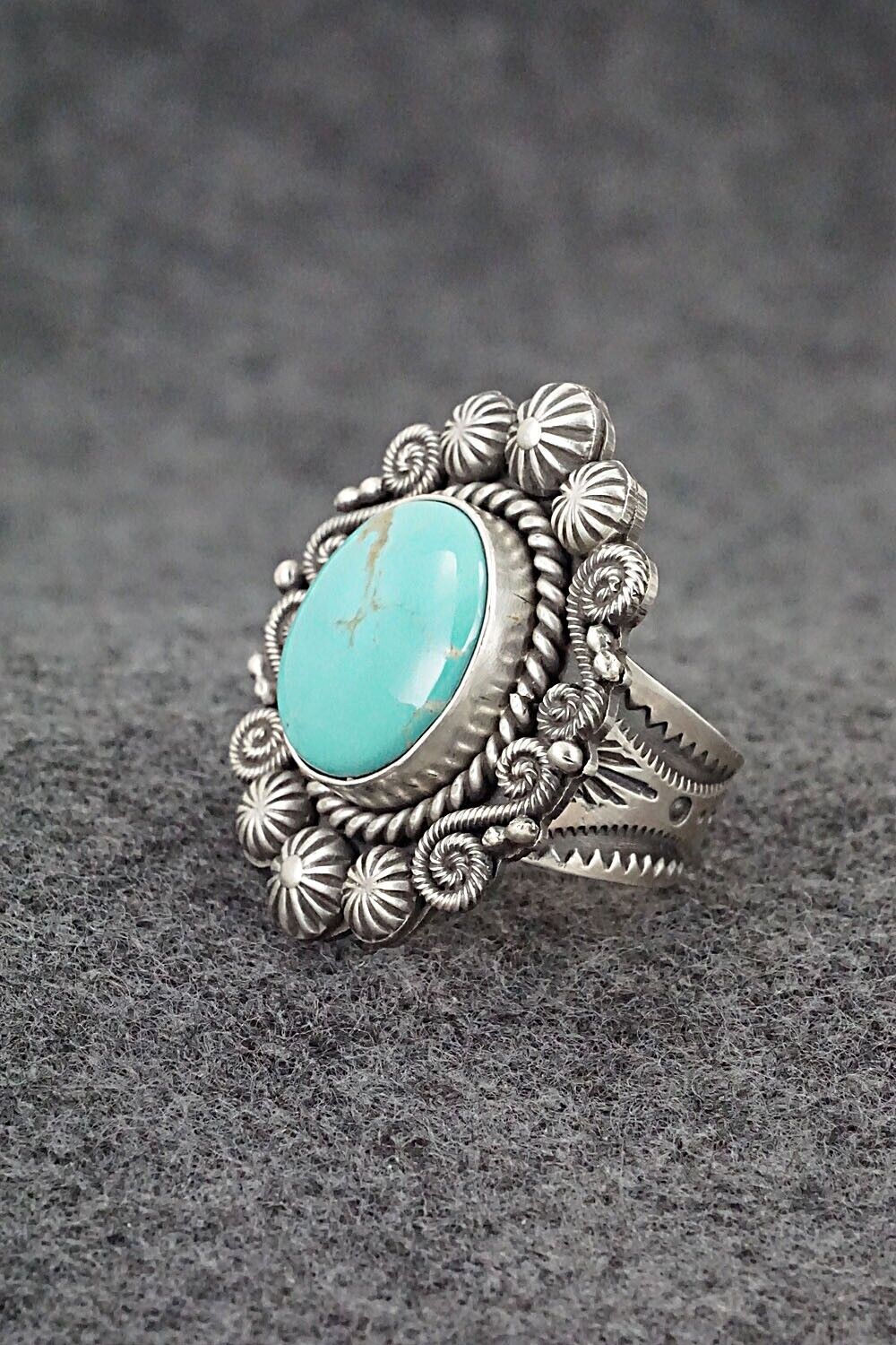 Turquoise & Sterling Silver Ring - Rosita Calladitto - Size 7.5