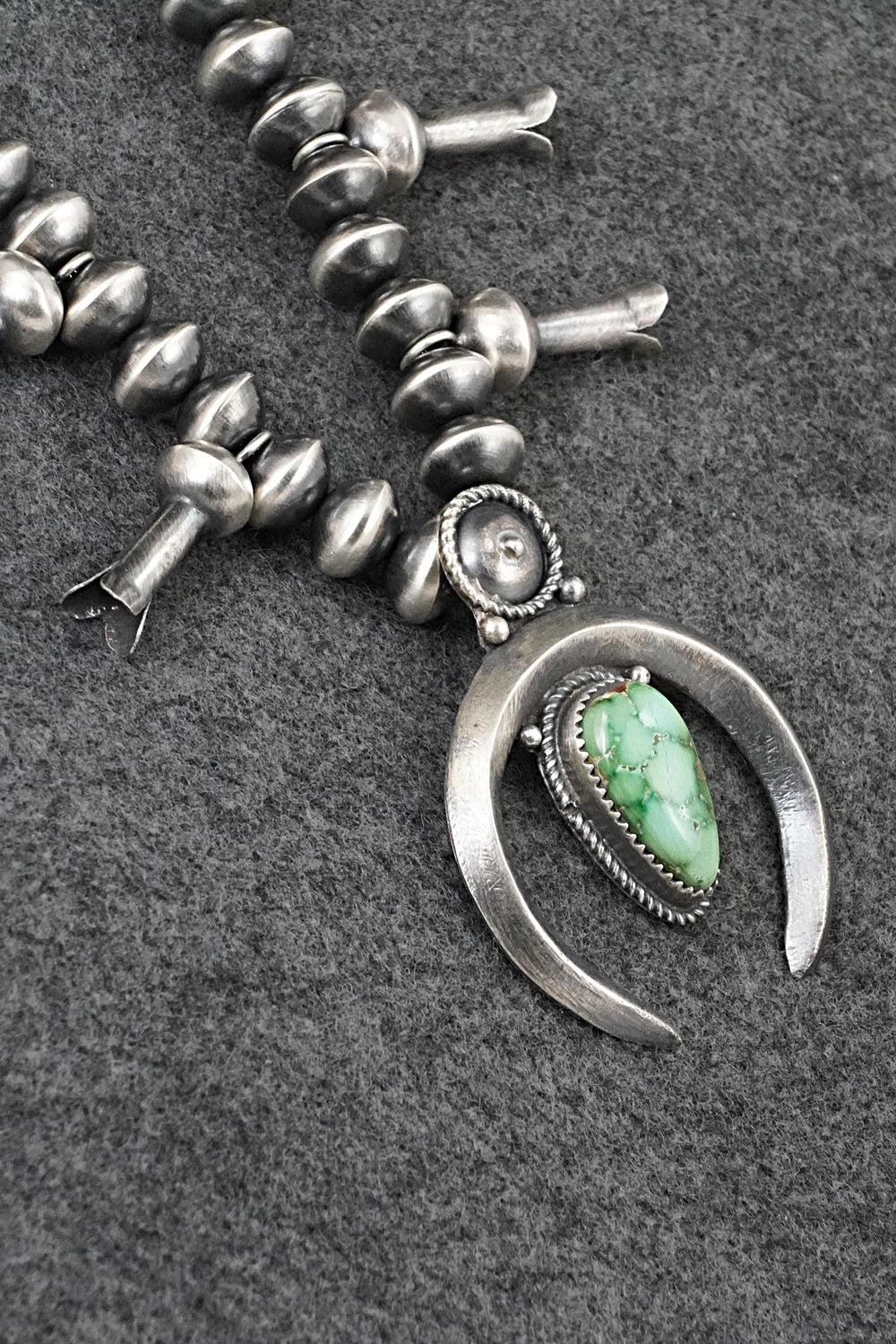 Turquoise & Sterling Silver Squash Blossom Necklace - Presley Haley