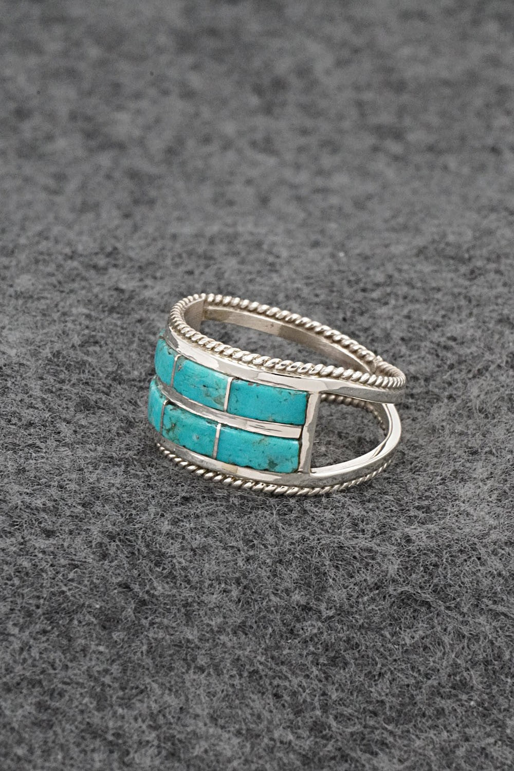 Turquoise & Sterling Silver Ring - Bruce Johnson - Size 9.5