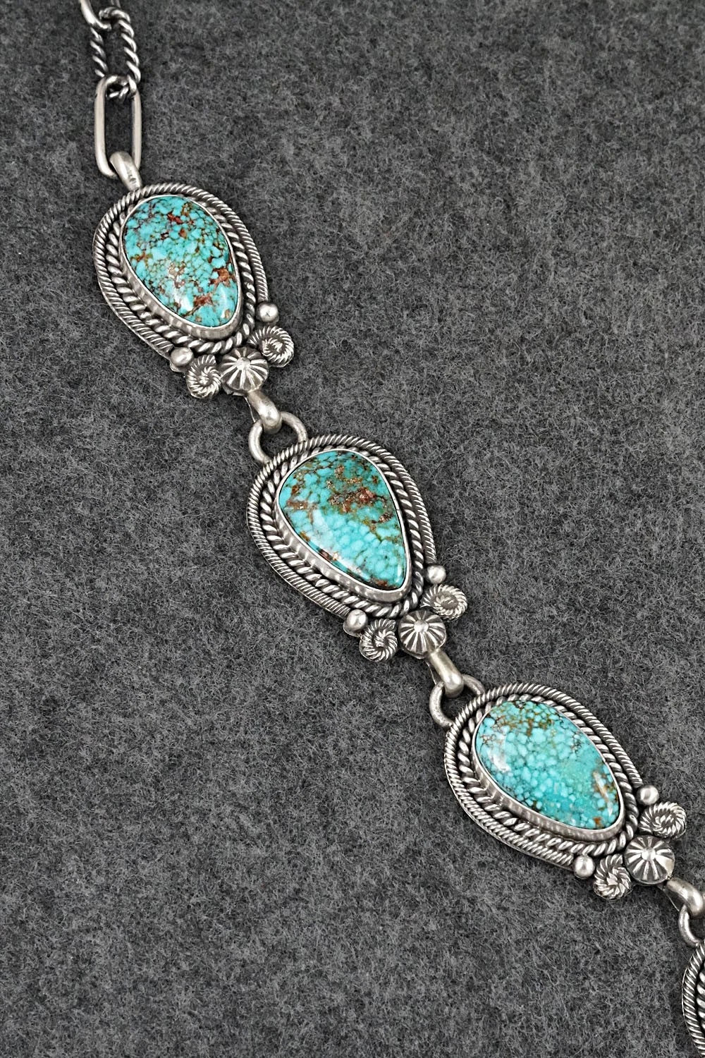Turquoise & Sterling Silver Necklace and Earrings Set - Rosita Calladitto