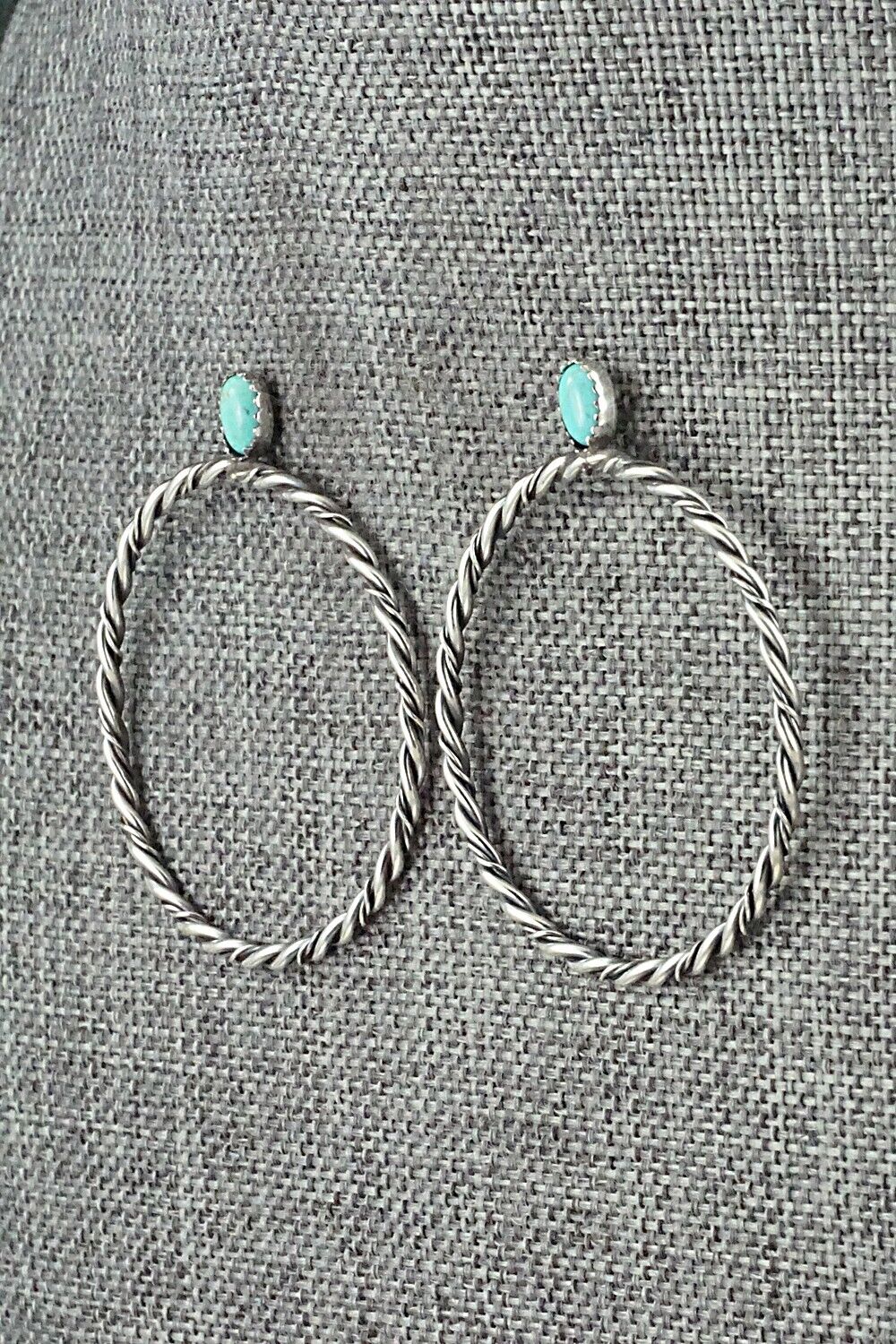 Turquoise & Sterling Silver Earrings - Nelson Leonard Jr.