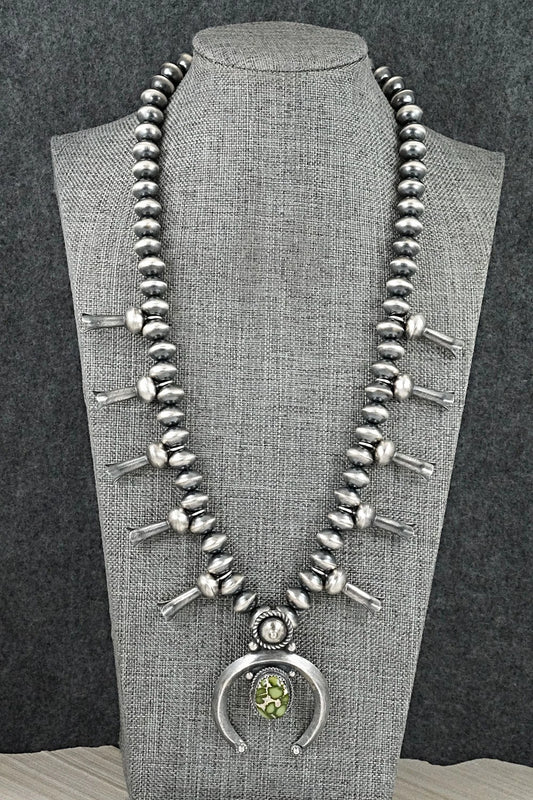 Turquoise & Sterling Silver Squash Blossom Necklace - Presley Haley