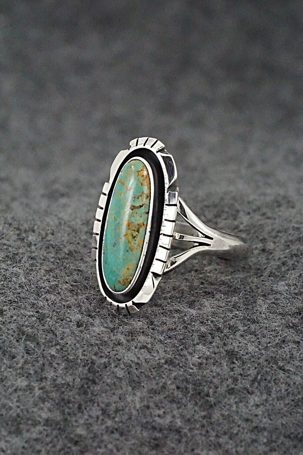 Turquoise & Sterling Silver Ring - Amos Begay - Size 8.5