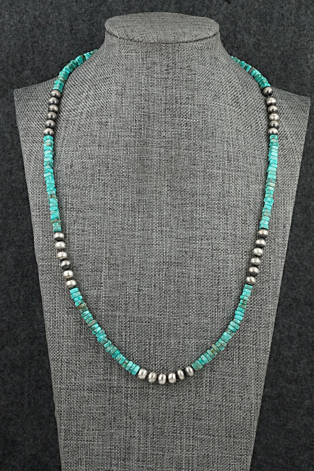 Turquoise & Sterling Silver Necklace 21" - Doreen Jake