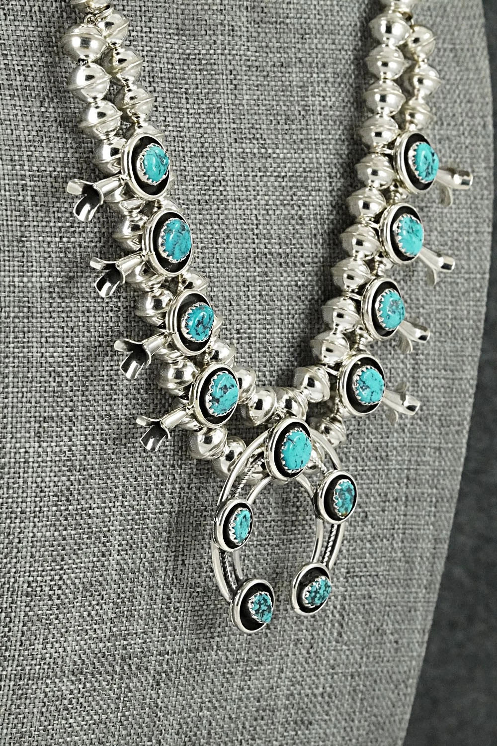 Turquoise & Sterling Silver Squash Blossom Set - Phil Garcia
