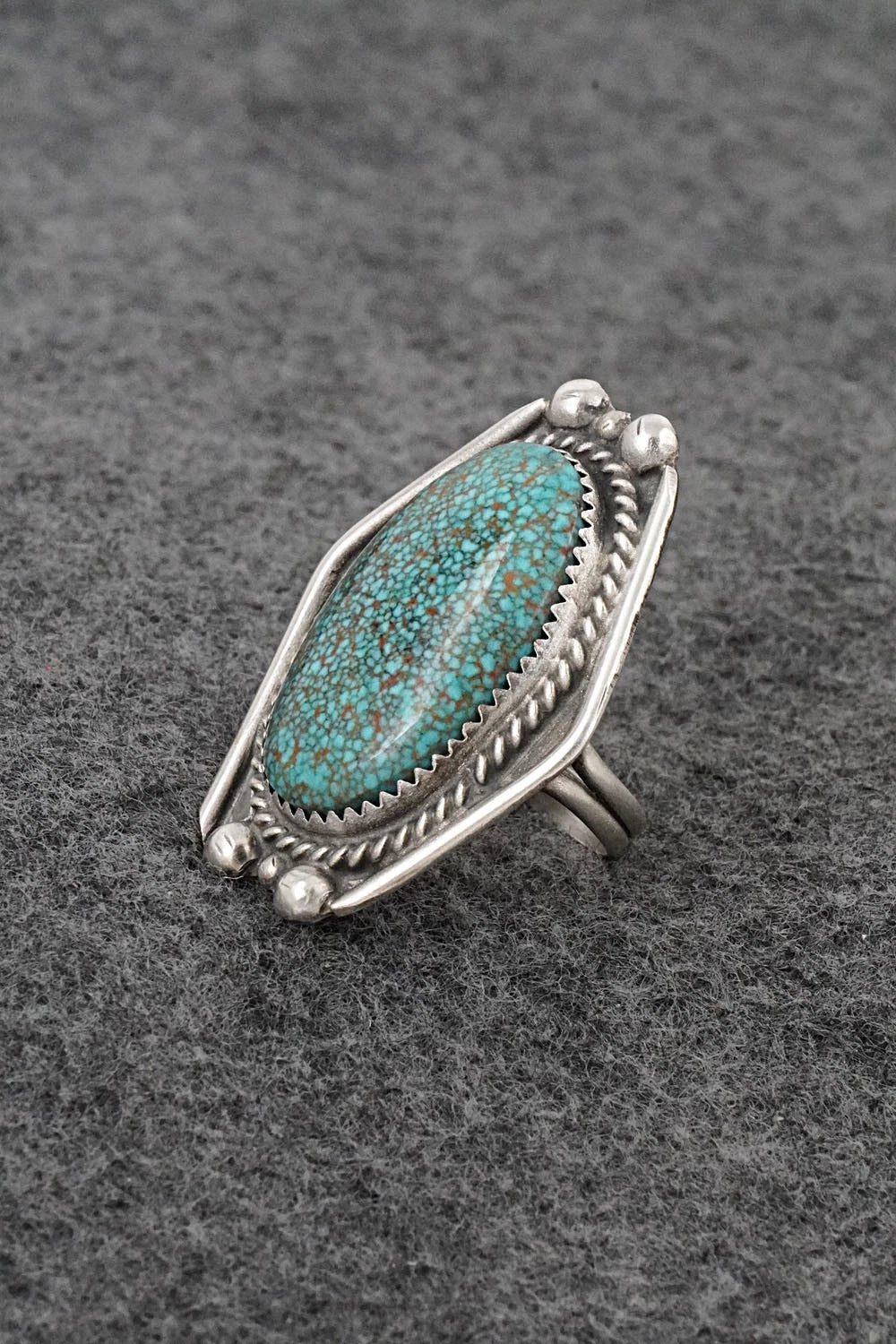 Turquoise & Sterling Silver Ring - Leslie Nez - Size 6