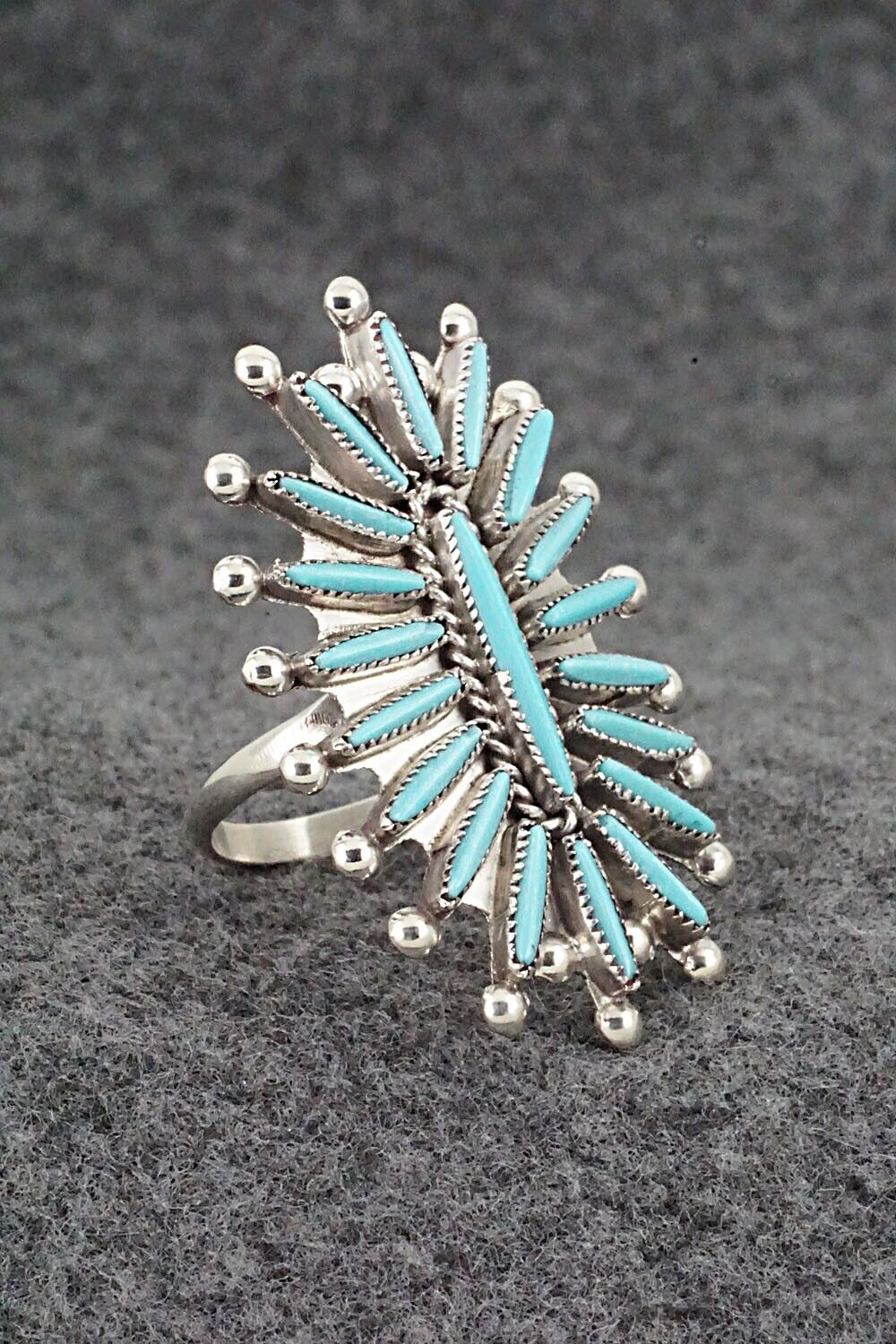 Turquoise & Sterling Silver Ring - Lance & Cordelia Waatsa - Size 7.75