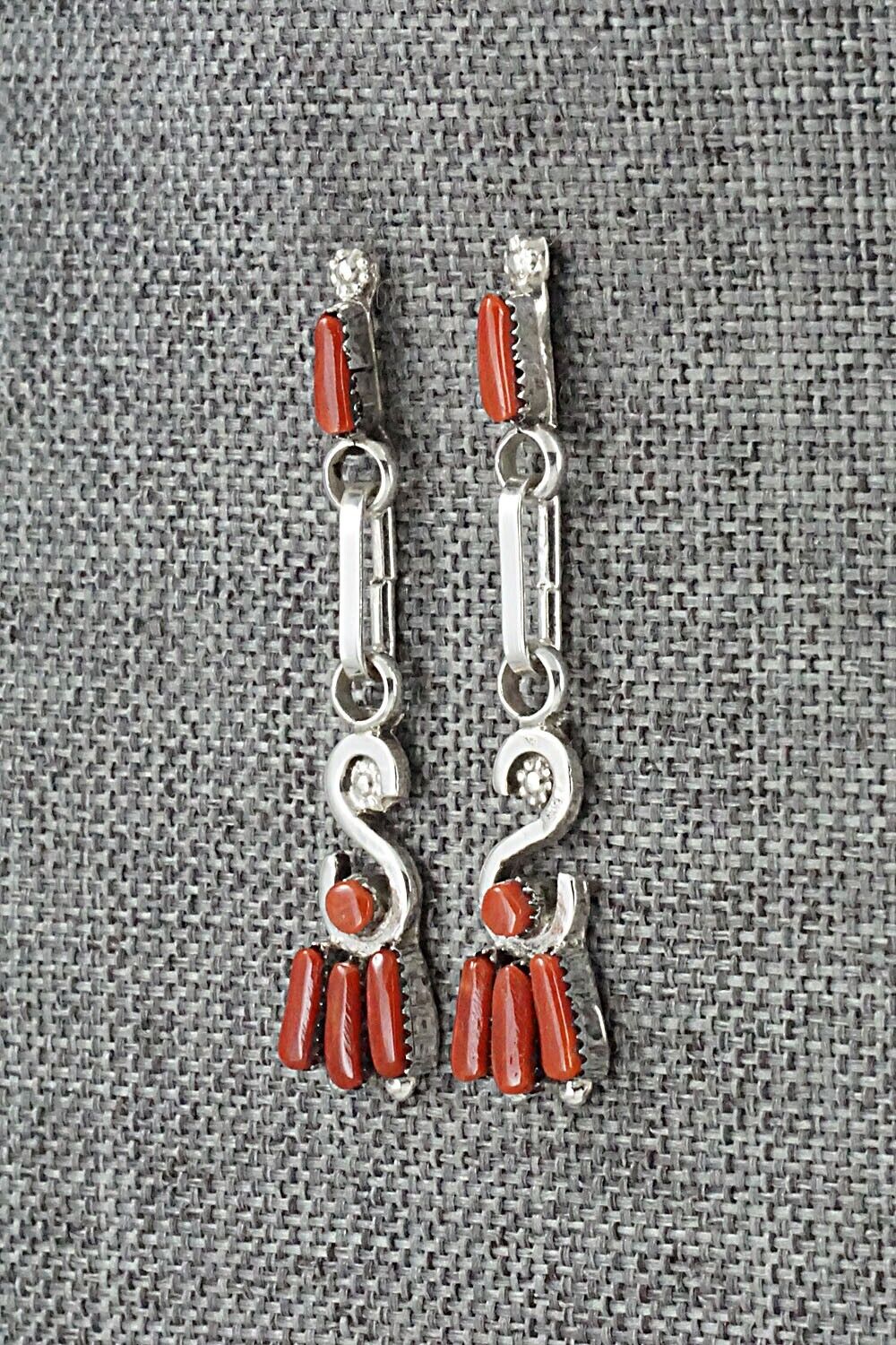 Coral & Sterling Silver Earrings - Carlene Hattie