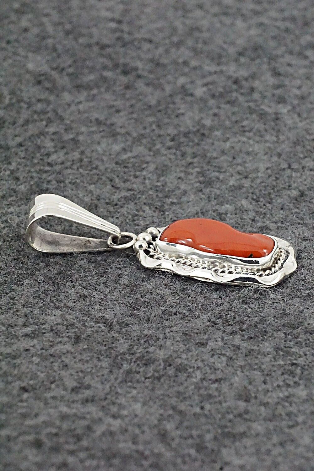 Coral & Sterling Silver Pendant - Samuel Yellowhair