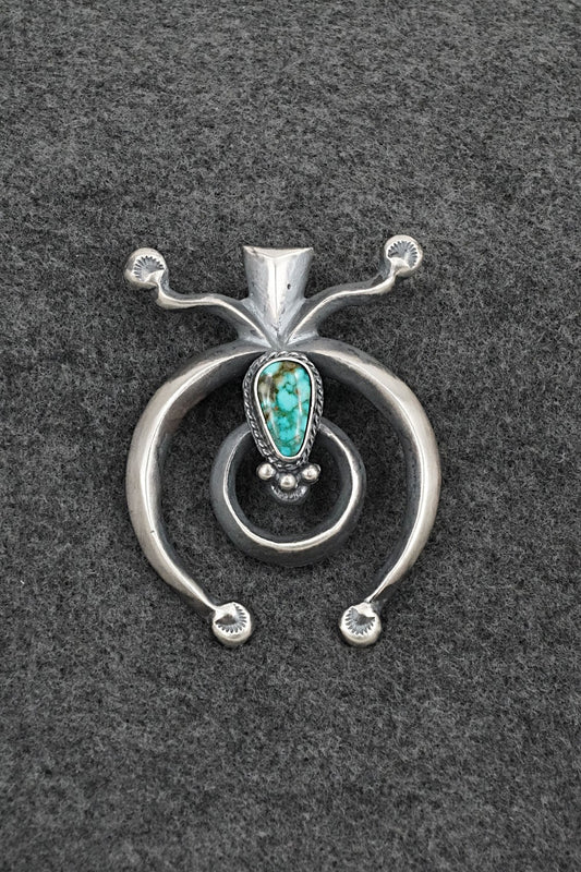 Turquoise & Sterling Silver Naja Pendant - Harrison Bitsue