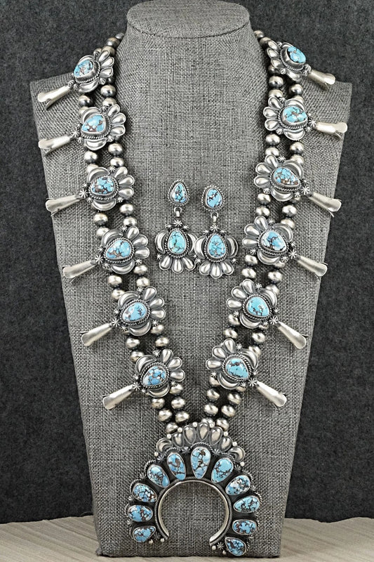 Turquoise & Sterling Silver Squash Blossom Set - Raymond Delgarito