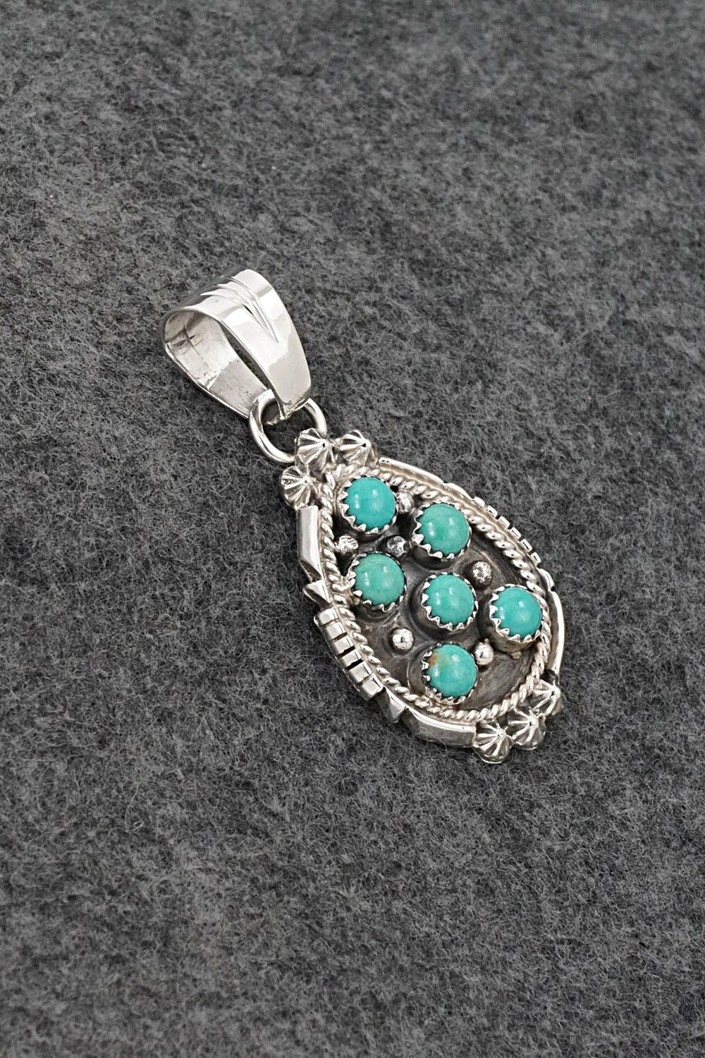 Turquoise & Sterling Silver Pendant - Kenny Lonjose