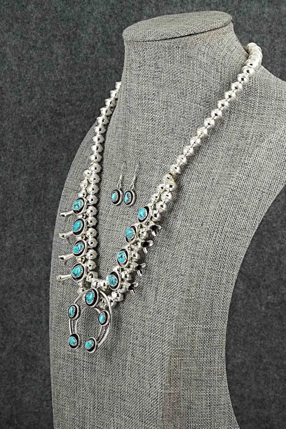 Turquoise & Sterling Silver Squash Blossom Set - Phil Garcia