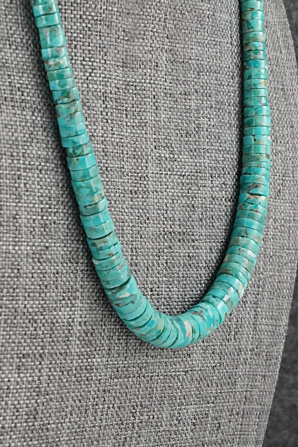 Turquoise & Sterling Silver Necklace 18" - Doreen Jake