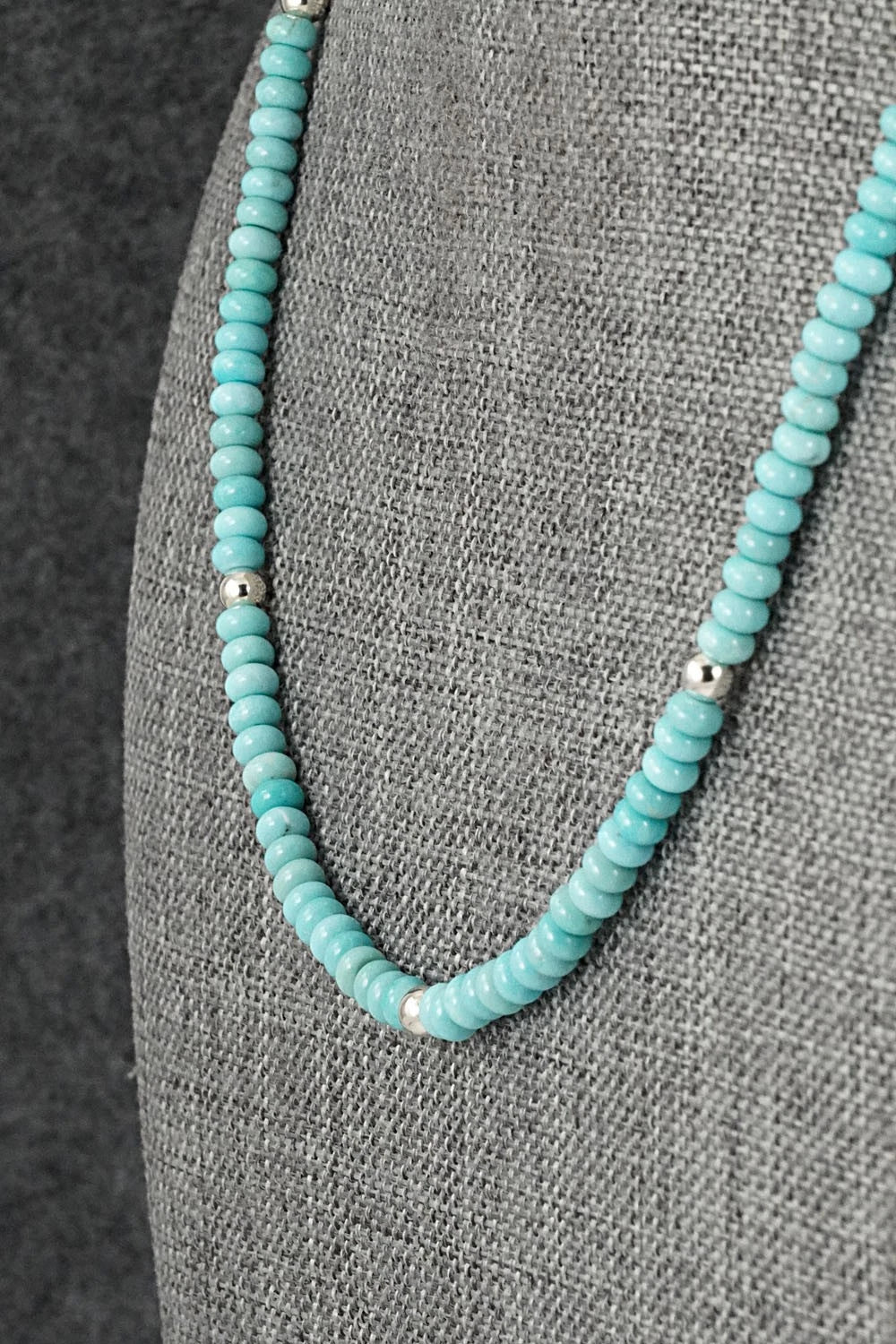 Turquoise & Sterling Silver Necklace 17" - Doreen Jake