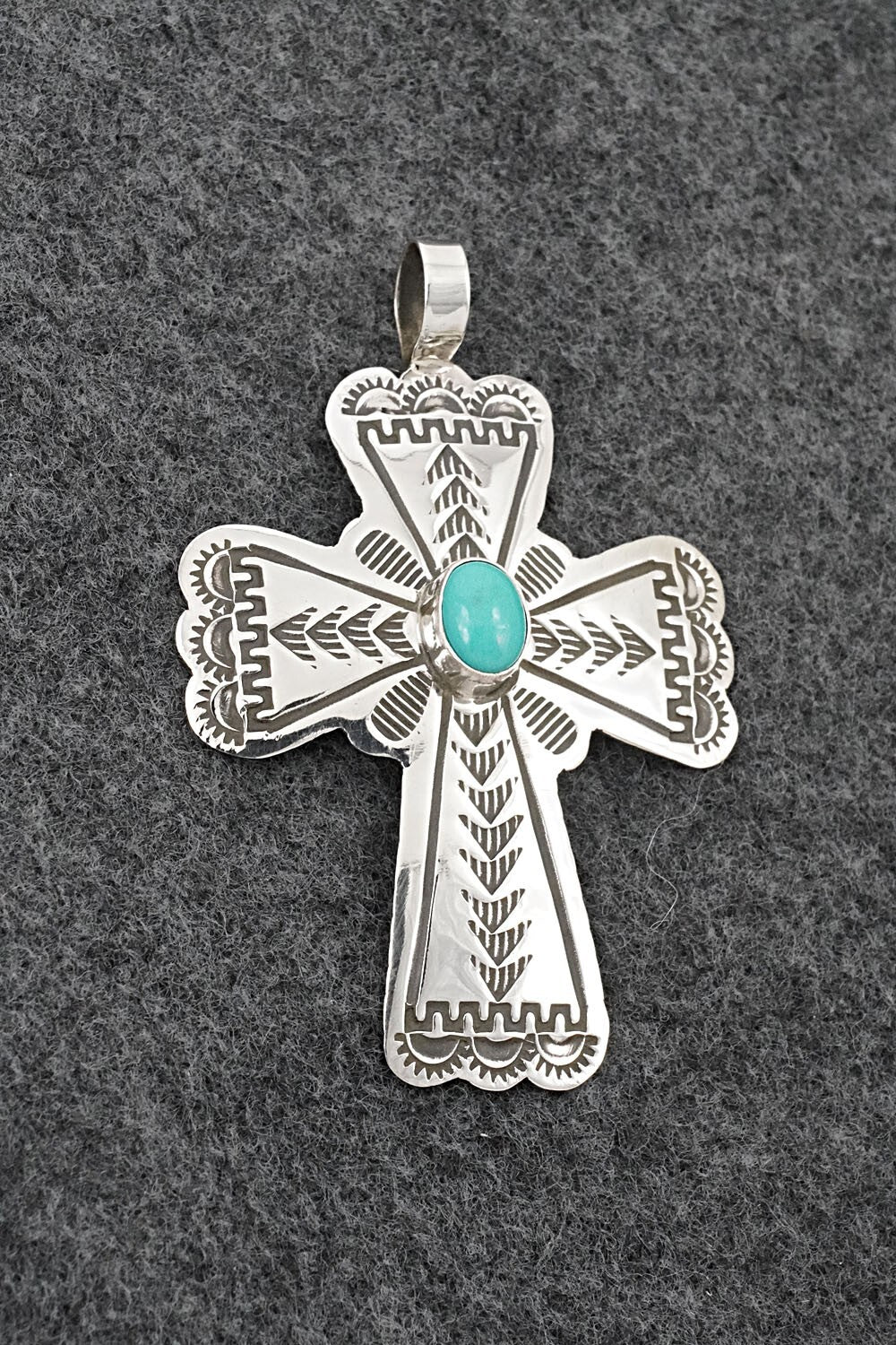 Turquoise & Sterling Silver Pendant - Arnold Blackgoat