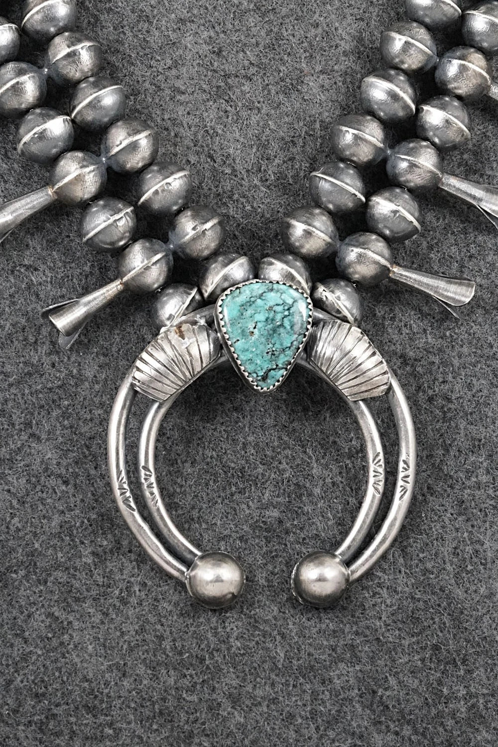 Turquoise & Sterling Silver Squash Blossom Set - Gilbert Martin