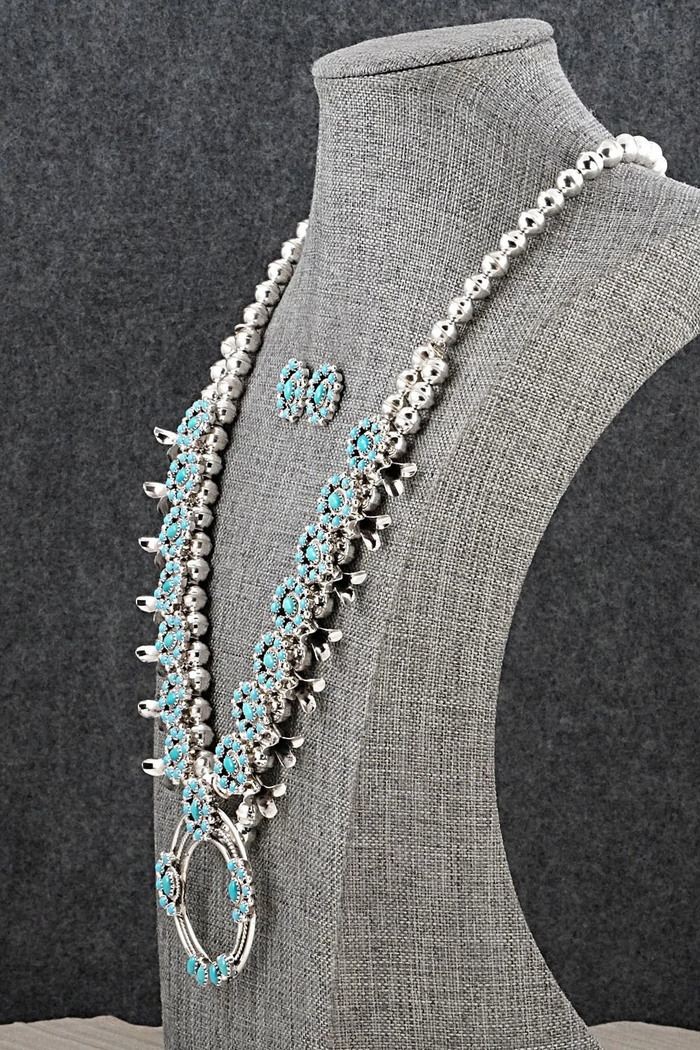 Turquoise & Sterling Silver Squash Blossom Set - Nathaniel Curley