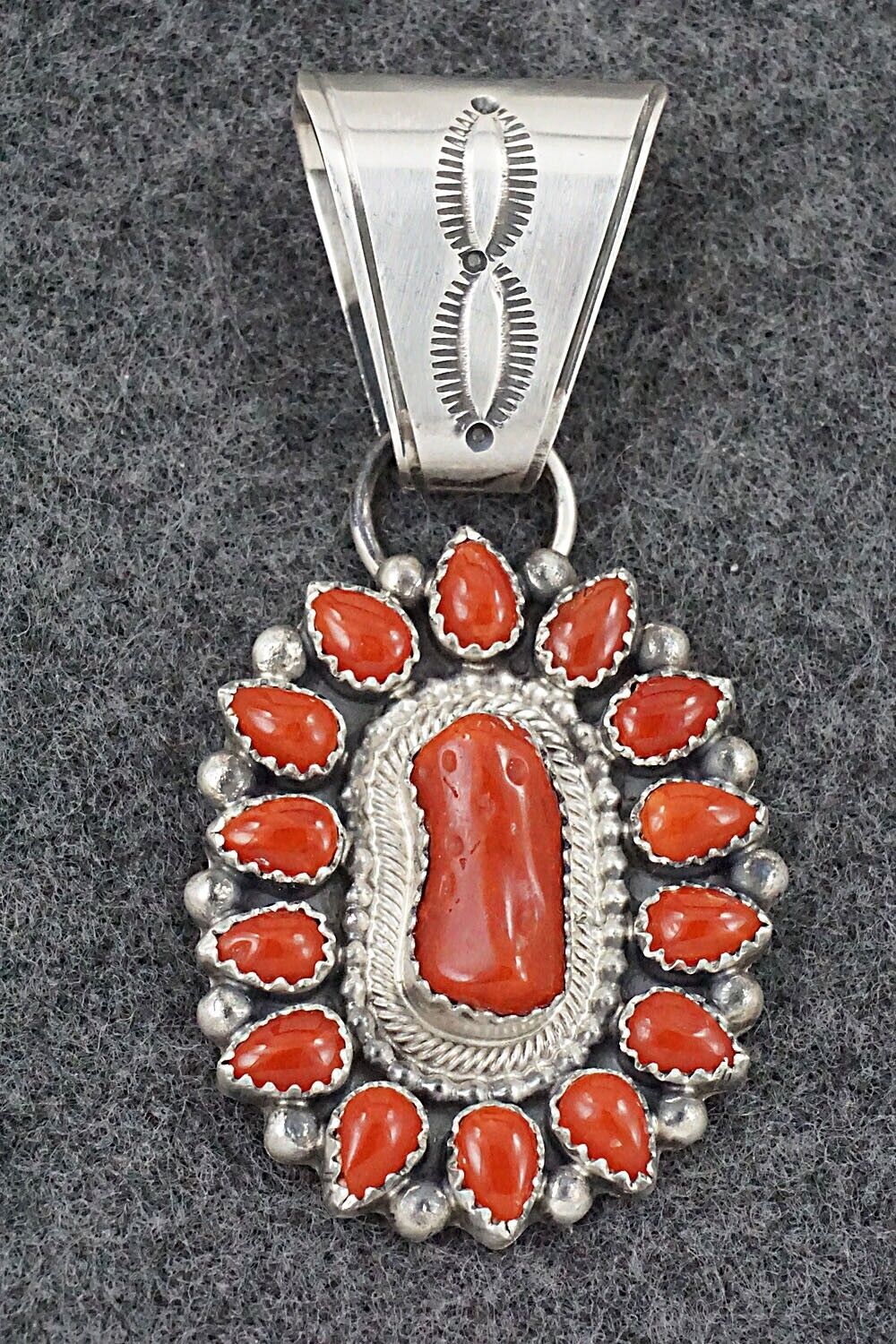 Coral & Sterling Silver Pendant - Tom Lewis