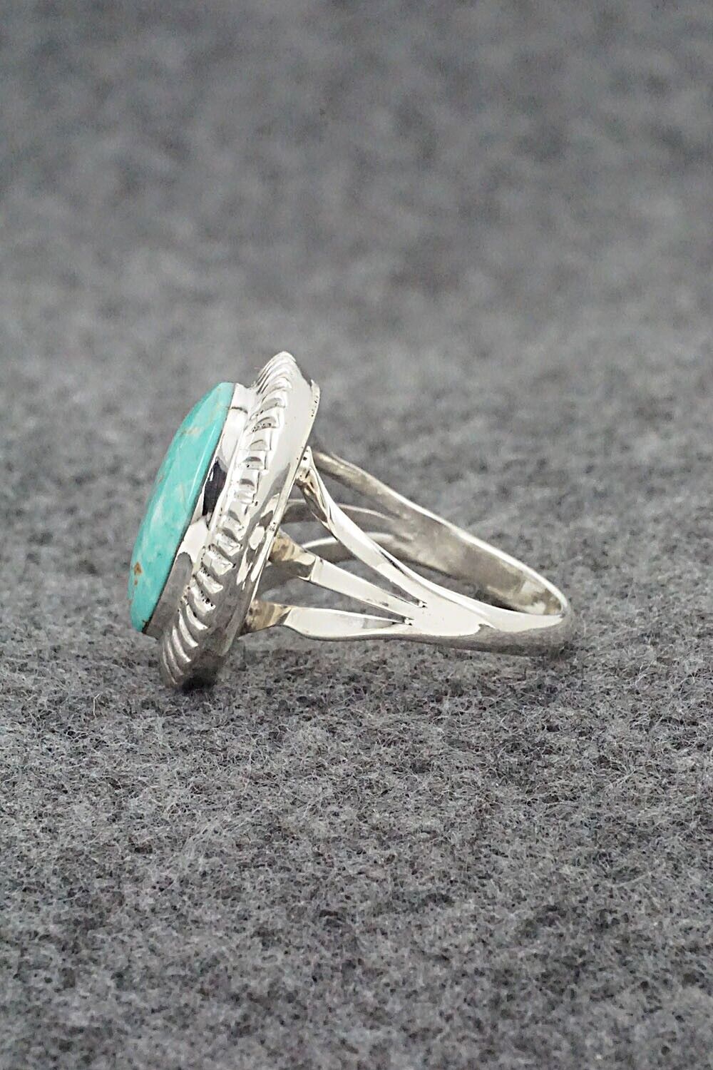 Turquoise & Sterling Silver Ring - Kenny Lonjose - Size 8.5