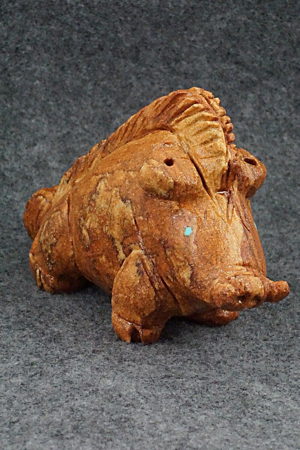 Razorback Hog Zuni Fetish Carving - Louise Ponchuella