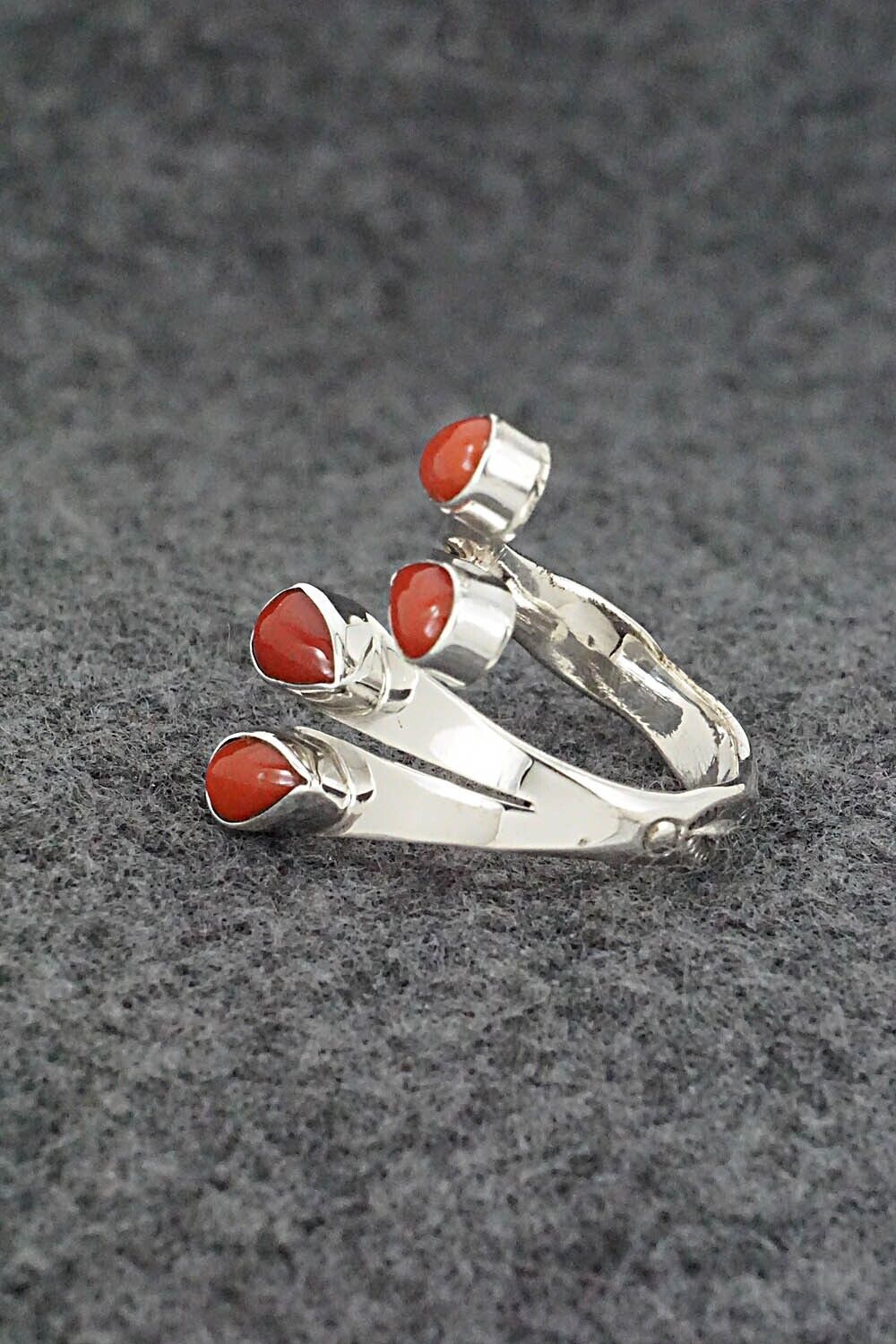 Coral & Sterling Silver Ring - Thomas Yazzie - Size 9